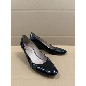 Salvatore Ferragamo Black Patent Leather Wedge Heels Women's‎ 9.5